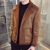 Män Jacka Varm Tjockad Vattentät Outwear Casual Slim Fit Koreanska Jacka Deri Ceket Coats Mens Fur Collar Winter Bomber Homme 210527