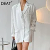 Collier de revers solide blanc double poche manteau à poitrine unique Mall Goth Femmes Blazers et vestes Casual Spring GX345 210421