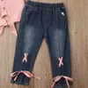 Autumn Toddler Baby Girl Clothes Sets Solid Color Cotton Ruffle Tops Denim Long Pants 2Pcs Outfits