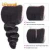 Upermall Virgin Brazilian Transparent Swiss Lace Closure 5x5 Loose Wave Human Hair Middle Three Part 12 14 16 18 20 22 2410792893378055