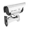 ベクテイシミュレーションダミーカメラ屋外屋内防水セキュリティCCTV太陽エネルギーLEDライト付きカメラシミュレートカメラ - 普通の黒