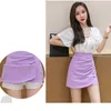 Koreanska mode kjolar högvånad kvinna sommar solid över knä mini sexiga kvinnor kläder svart våg vik för kvinnlig 210427