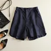 Vrouwen zomer mode korea stijl effen kleur linnen eenvoudige harajuku wide been ademend shorts vrouwelijke casual halve lengte 210714