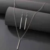 docona Elegant Geometric Pendant Necklace Earrings Set for Women Bohemian Silver Color Alloy Sweater Chain Girls Jewelry Gift G1206