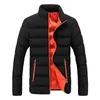 Män Jacka Vinter Jacka Män Varm Solid Färg Slim Fit Tjock Bubbla Coat Casual Stand-Collar Cotton Jacket OuterWear 211015