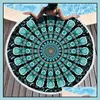 Other Home Textile Textiles & Garden 150Cm Microfiber Round Beach Towel Thick Soft Super Absorbent Tassel Towels Summer Pattern Bath Tapestr