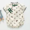 Conjuntos de roupas Estilo Chinês Verão Bebé Bebê Manga Curta Macacões Crianças Crianças Roupas Romper Cheongsam Infantil