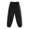 Joggers Streetwear Sport Pants Women Spliced Leopard Harajuku Loose Harem Trousers High Waist Elastic Lace Up Causal Leggings 210417