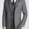 Gray Business Wedding Tuxedo for Groom 3 piece Custom Man Suits with Pants Male Fashion Costume Jacket Waistcoat New X0909
