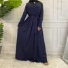 エスニック服ラマダンソリッドイスラム教徒のファッションハイジャブドレスドバイアバヤアラビアアバヤ女性トルコドレスイスラム教のカフランローブムスリュムロンLon