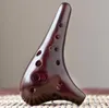 Professional 12 Hole Alto Tone C Ocarina Flute Ceramic Musical Instruments Smoked Burn