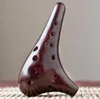 Professionnel 12 trous Alto Tone C Ocarina Flûte Instruments de musique en céramique Smoked Burn