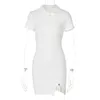 Летняя однотонная модная юбка с короткими рукавами с резьбой, модное темпераментное тонкое платье, женское CX220302