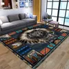 Alfombras de estilo nacional de franela suave, alfombra con estampado 3D, alfombrilla antideslizante, mesita de noche grande, sofá, mesa, decoración del hogar