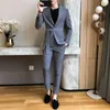 Lente Pak Mannen Enkele Knop Heren Slim Fit Pakken Met Broek Casual Podium Trouwjurk Riem Prom Tuxedo Kostuum homme250a