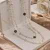Chaînes de luxe Camellia multicouche longue perle collier marque design rose fleur pull chaîne pour femme