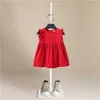 Filles robe d'été dessin animé robe rouge bébé fille Costume princesse fête de noël mignon robe en velours côtelé 1-5Y enfants vêtements Q0716