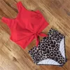 Wysokiego pasa strój kąpielowy bikini 2021 Push Up Swimwear Kobiety Seksowny Kąpiel Kamizelka Kamizelka Bikini Set Leopard Swim Suit Beachwear 1124 Z2