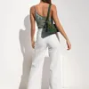 Chu Sau Beauty Ins Green Tie Dye Gilet à épaule unique Printemps Été Slim Mode Camisole Élastique Vente Chic 210508