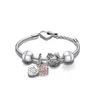 Original 925 Sterling Silber Pan Muttertag Liebe Armband Set geeignet für Frauen Perlen DIY Modeschmuck