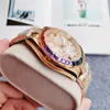 Luxo masculino relógio mecânico cor de linha média diamante 40mm movimento automático todo ouro cinta de aço inoxidável, espelho à prova d 'água super riscado
