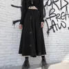 Harajuku punk stil kjolar kvinnor hög midja splitter spänne oregelbunden gotisk kjol svart mode streetwear fritt justerbar 210421