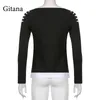 T-shirt da donna Gitana Goth T-shirt da donna stampate 2021 T-shirt a maniche lunghe con spalline tagliate Fata Grunge Punk Bodycon Top Fashion Vintage Clot