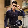 Men's Casual Shirts Shirt Fleece Winter Warm Thick Floral Flannel Velvet Soft Long Sleeve Slim Male Business Dress