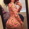 Women Nightwear Playsuit Workout Button Skinny Print Jumpsuits V-neck Short Onesies Plus Size Rompers OMSJ 210517