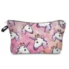 Dessin animé licorne impression numérique 3D sac cosmétique voyage dîner stockage sacs de toilette dames sac à main personnalisation navire gratuit 20