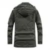 Men Cotton Winter Jacket Padded Mid-length Warm Outwear Snow Coats Windbreaker Multi-pocket Brand Jacket Men Parka 211025