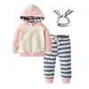 Kläder sätter spädbarns småbarn baby flickor kläder söt långärmad hoodie toppar tröjor byxor pannband 3 st barn outfit set