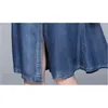 Aankomst Dames Zomer Jurken Vintage Sexy V-hals Kant Patchwork Denim Party Jurk Vestidos 210520