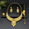 Collar de aretes Juego de joyas nupciales de 24 km de oro africano nigeriano y arete Ethiopian Dama de honor Joya de boda3301146