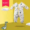 Vinter baby sovsäck 6m-5t barn bomull tecknad pyjamas avtagbar ärm sodeck toddler pojkar flicka split ben Sleepwear 220225