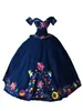 2023 Black Quinceanera Dresses Off The Shoulder Mexican Embroidered Charro Sweet 16 Dress Ball Gowns Satin Vintage3036