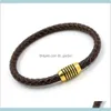 Weave Leather Silver Gold Magnetic Clasp Braid Wristband Cuff Women Men Fashion Jewelry Will And Sandy Drop Ship Q7Dwe Charm Bracelets E5Ylq