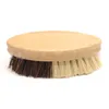 Kitchen Wooden Cleaning Brush Environmentally Friendly Bamboo And Sisal Coarse Brown Plate Brushes For Vegetables Fruits Bowls