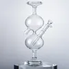 Infinity Waterfall Bong in vetro Narghilè da 11 pollici Riciclatore Due bong Tubi universali per recipienti d'acqua a gravità Giunto da 14 mm con olio diffuso Downstem Dab Rigs Fumo di cera