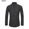 45KG-120KG printemps automne hommes chemise à carreaux décontracté boutonné noir gris foncé coton à manches longues chemises sociales pour hommes 5XL 6XL 7XL 210528