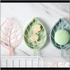Accessories Home & Garden Drop Delivery 2021 Double Wall Plastic Leaf Shape Dishes Tray Holder Storage Soap Rack Plate Box Container For Bath