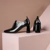 女性ポンプ天然革の靴22-25cmの長さフロントジッパーエンボス加工石パターン牛特許