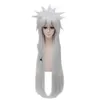 Anime cosplay jiraiya peruca longa prata resistente ao calor cabelo sythentic halloween festa fantasia s + tampa y0913