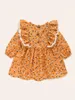 Tjejklänningar Baby Kläder 6 månader Girl Orange Little Flower Ruffled Klänning Toddler Vår Outfits Pokagor