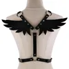 Arnês de couro goth punk corpo corrente feminina ligas cinta bondage halterneck praia colar gótico cintura ombro colar chokers2285