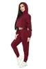 Women Sets Loose Casual Pants Hooded Crop Top Drawstring Long Sweatsuits For Two Piece And 210513