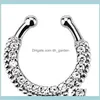 Moda Fake Septum Medical Titanium Ring Piercing Silver Crystal Indian Body Clip Hoop for Women Girls Jewelry Gift LBM7Y An￩is x41dd