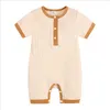 Baby Rompers Soild Color Girls Ribbed Jumpsuits Toddler Boy Bodysuit Cotton Linen Children Climbing Clothes Kids Boutique Clothing BT6620