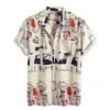 Hawaiian Printing Mens Kortärmad T-shirts Sommargraffit för män Casual Slim Fit Beach Blouse Tops Chemise Homme 210721