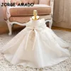 Summer Teenagers Girl Party Dresses Beige Embroidery Flowers Princess Dress Wedding Piano Perform Formal Clothes E01 210610